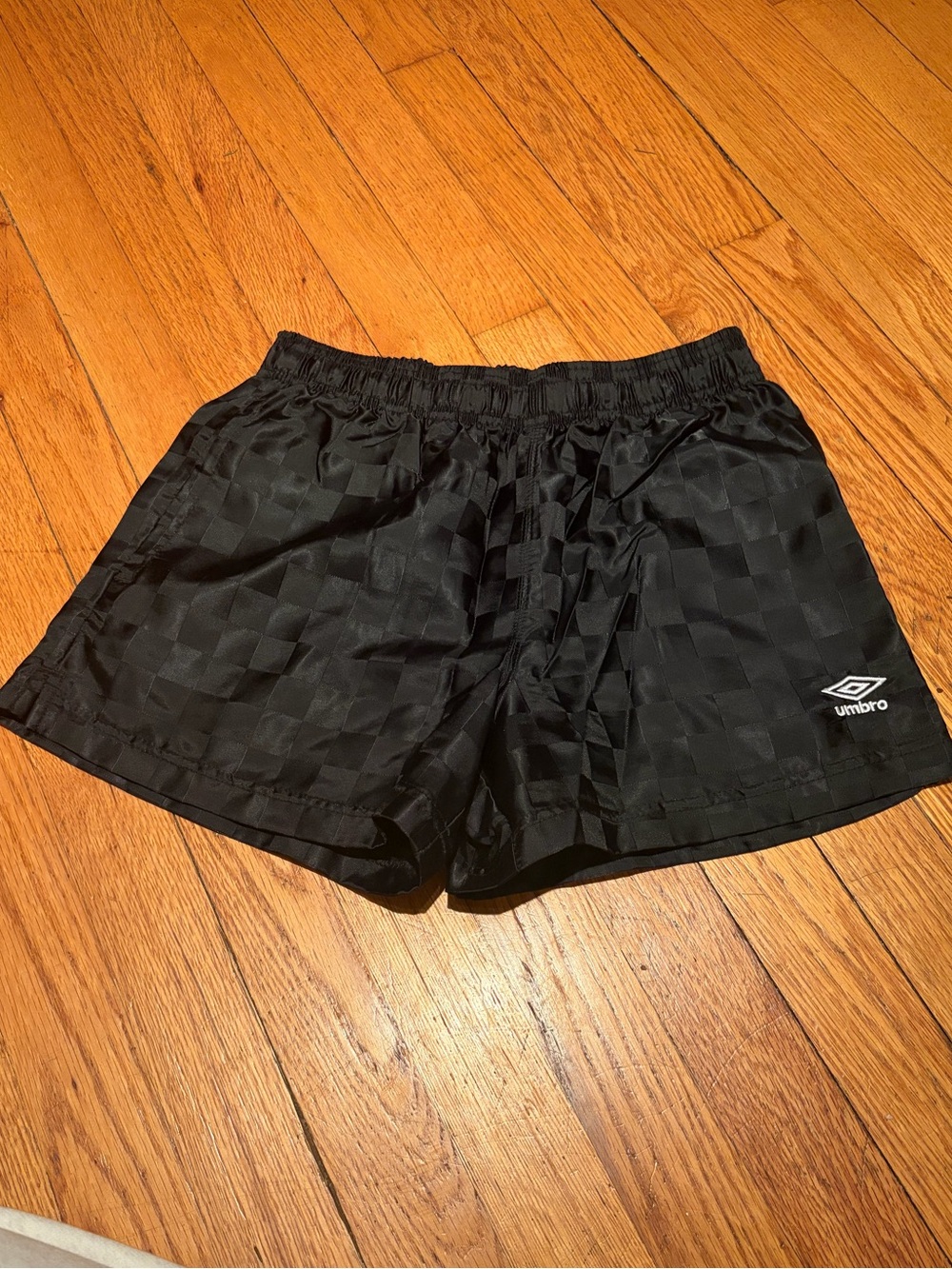 Umbro Black Checker Athletic Shorts for girls